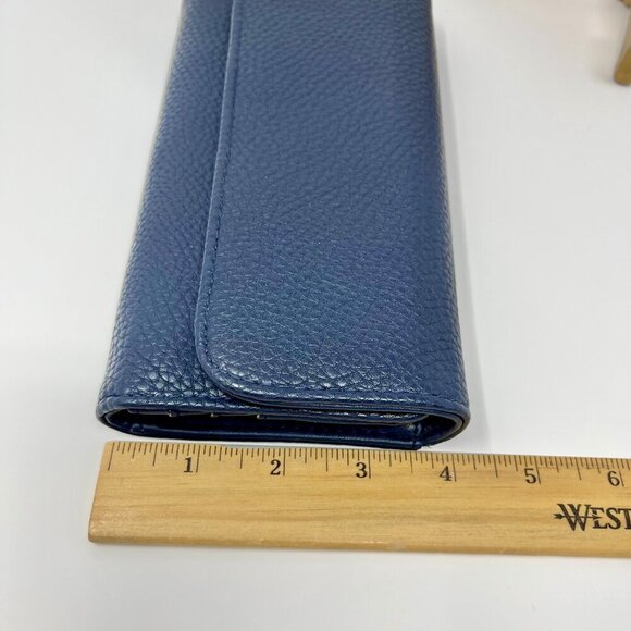 G.H. Bass & Co. Wallet Dark Blue Pebbled  Leather  Tifold  Unisex NWT - Picture 9 of 13